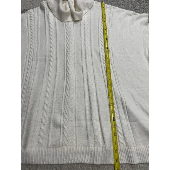 Talbots Cowl Neck Poncho Sweater Womens Size L / XL Cable Knit Sleeveless White - Picture 4 of 8